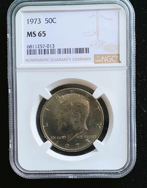 1973 KENNEDY 50C, NGC GRADED MS 65 IN THE SLAB, HIGH GRADE BRIGHT SHINY ...