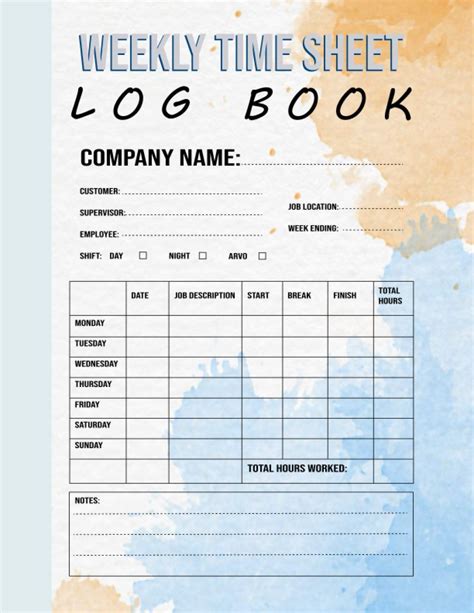 Buy Weekly time sheet log book: Simple time sheet for employees ...