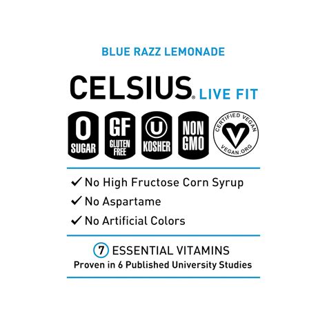 CELSIUS Fizz Free Blue Razz Lemonade, Functional Essential Energy Drink ...