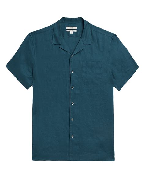 Buy Linen Rich Cuban Collar Shirt at Marks & Spencer