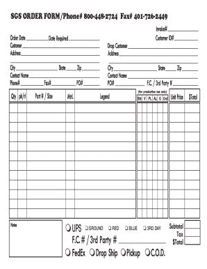Fillable Online SGS Order Form Fax Email Print - pdfFiller