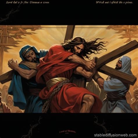 Jesus Falling Under the Weight of the Cross | Stable Diffusion Online