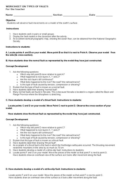 Image result for Modeling Faults Worksheet