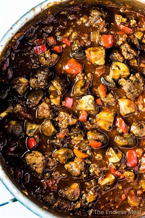 Meaty Mushroom Sausage Chili (beanless chili recipe!) - The Endless Meal®