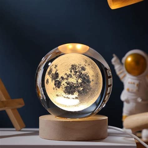 Buy Artistic Gifts 3D Moon Crystal Ball Night Light | Dimmable Engraved ...