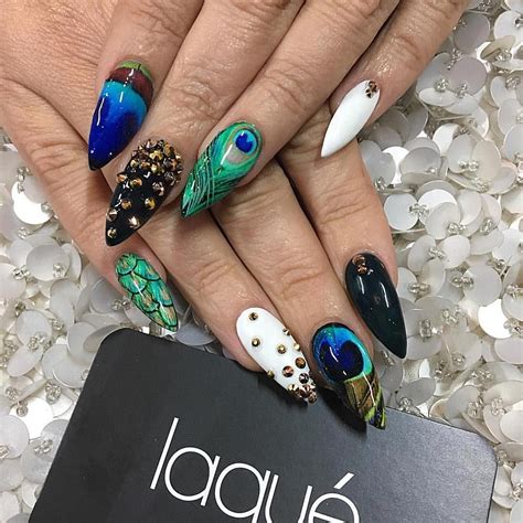 Peacock Colored Nails