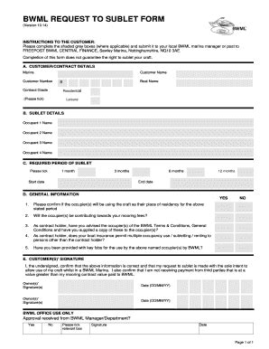 Fillable Online BWML REQUEST TO SUBLET FORM Fax Email Print - pdfFiller
