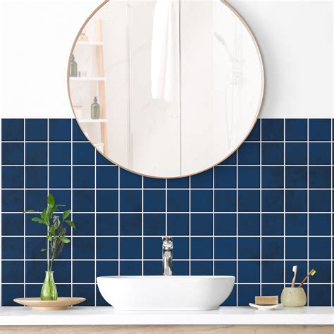 Revestimiento de pared para baño - Mosaic Concrete Tiles - Blue 250 x ...