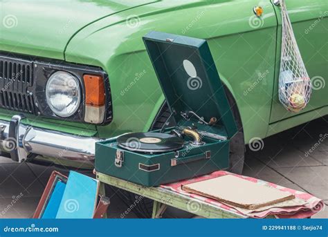 Vintage Vinyl Record Player Stock Photo - Image of equipment, closeup: 229941188