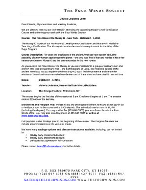 Course Logistics Letter Doc Template | pdfFiller