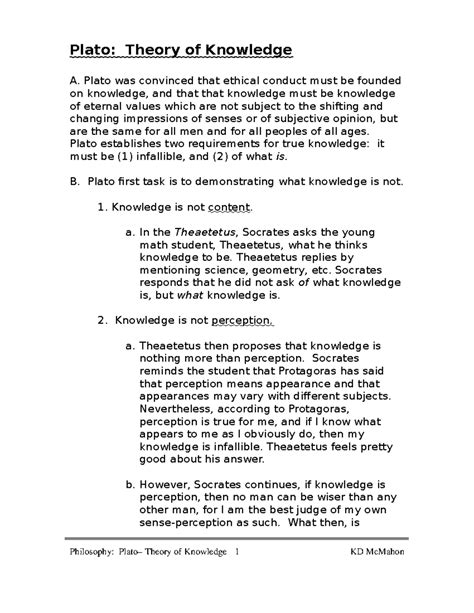 266088088 Plato Theory of Knowledge - Plato: Theory of Knowledge A ...