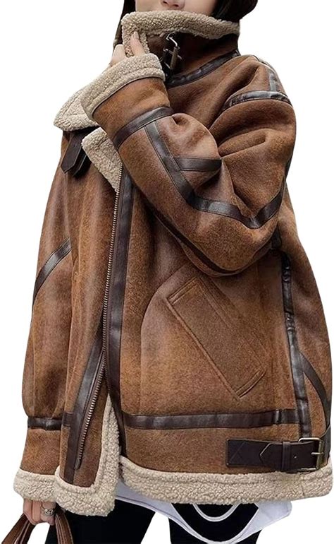 loveimgs Women Oversized Faux Suede Moto Jacket India | Ubuy