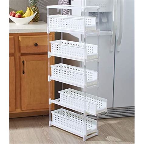 TheLakesideCollection Slim Kitchen Storage with Five Slide-Out Drawers ...