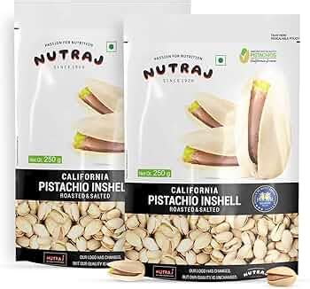 Nutraj California Roasted & Salted Pistachios 500g (2 x 250g), Premium ...