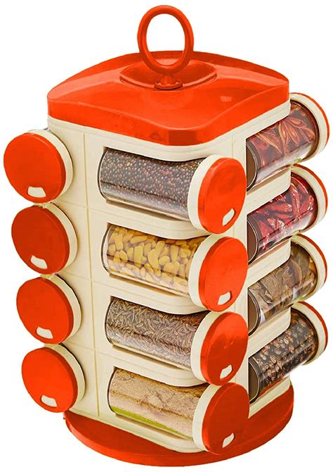Buy Kuber Industries Multipurpose Revolving Plastic Spice Rack 16 ...