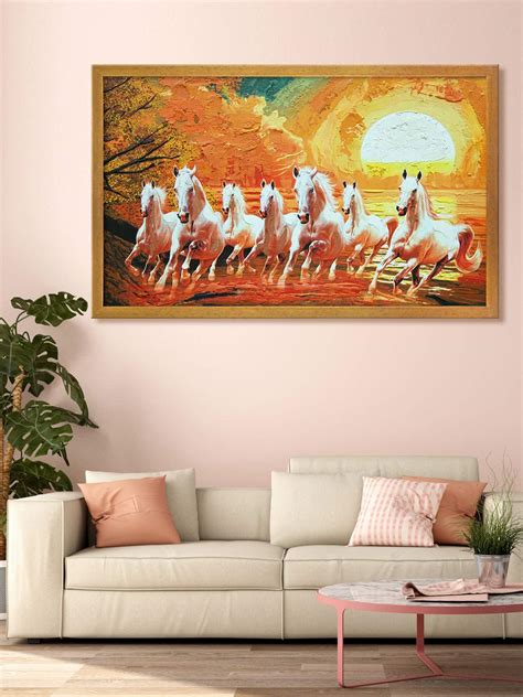 999STORE Fiber wall painting for horse photo frames horses with frame ...