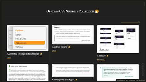 A huge CSS snippets collection : r/ObsidianMD