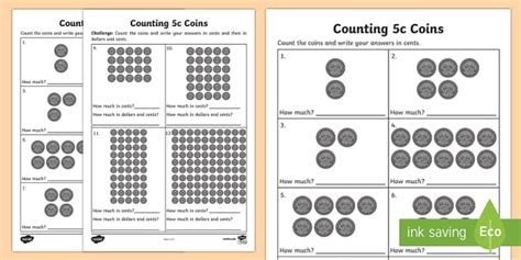 Counting 5c Coins Worksheet / Worksheet (teacher made)