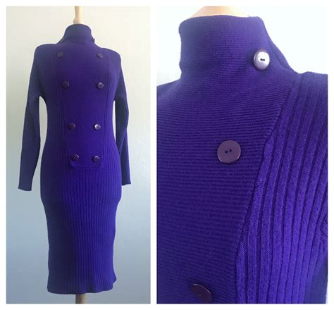 Vintage Purple Sweater Dress, Long Sleeve Winter Dress, Size M, circa ...