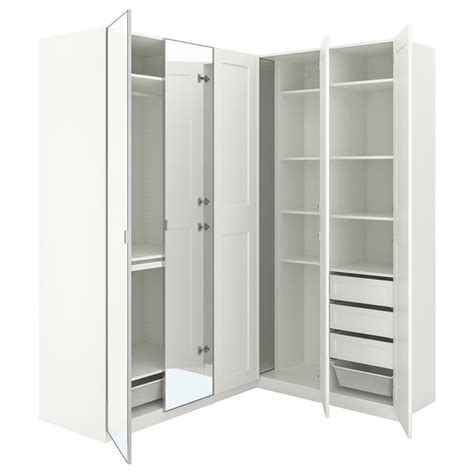 PAX / GRIMO/ÅHEIM corner wardrobe, white/white mirror glass, 211 ...