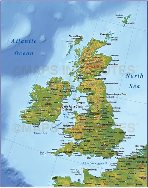 Digital vector British Isles UK map, Basic Country with strong relief ...