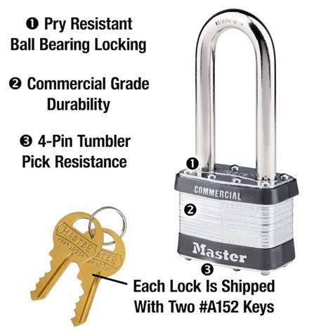 Master Lock Commercial Keyed Padlock 2-1/2-in Shackle Keyed Alike to ...