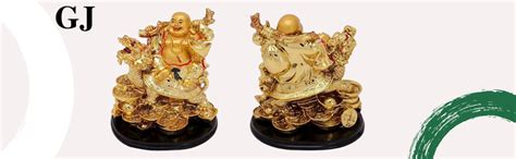 Buy GJ Golden Laughing Buddha with Dragon & Coins Statue | Feng Shui ...