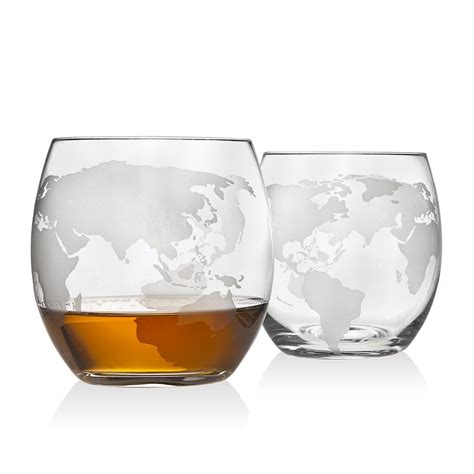 Buy Godinger Old Fashioned Whiskey Glasses, Etched Globe - Set of 2 ...