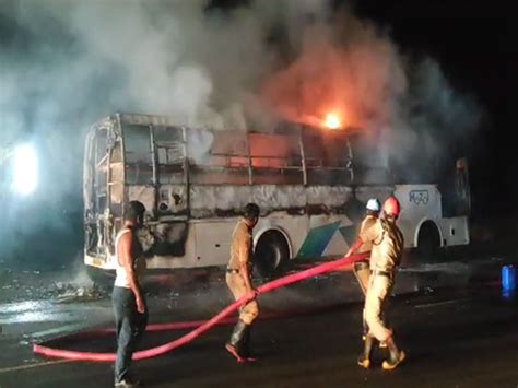 Andhra Pradesh: Private bus catches fire in Prakasam district, no ...