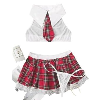 Muquam Women S Power Net School Girl Roleplay Costume (Small, Rd-Wh ...