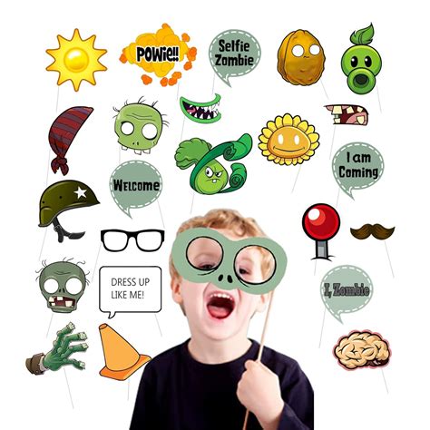 Col-pary 25pcs Plants VS Zombies Party Photo Booth Props,PVZ Birthday ...