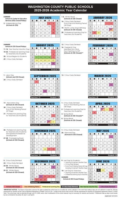 Washington County Public Schools Calendar 25-26 Revised [PDF] - EduCounty