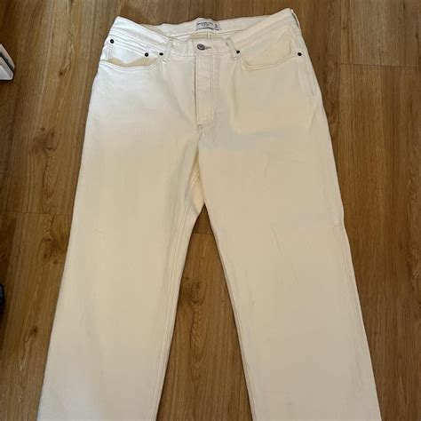 Abercrombie and fitch baggy low rise cream Jeans... - Depop