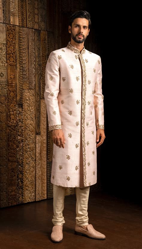 Shell Pink Sherwani - Shyamal & Bhumika