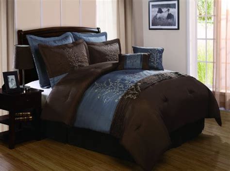Victoria Classics Harmony 8-Piece Queen Comforter Set Blue/Chocolate ...