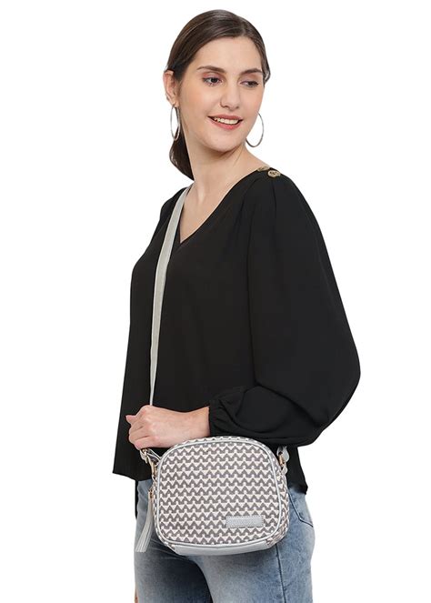 Get Zig Zag Lines Pattern Grey Sling Bag at ₹ 1099 | LBB Shop