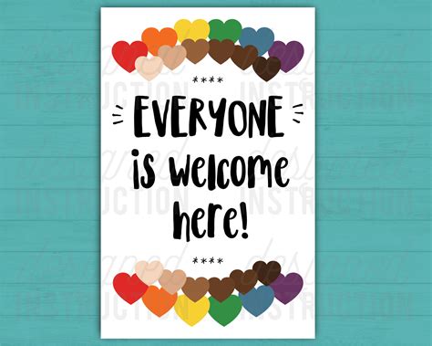 Everyone is Welcome Here Poster Classroom Poster Classroom | Etsy