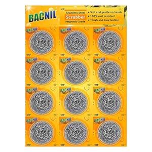Bacnil Stainless Steel Utensil Scrubber with Magnetic Grade (10 GMS x ...