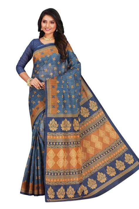 Buy SHANVIKA Women's Pure Cotton Traditional Print Saree With Blouse ...