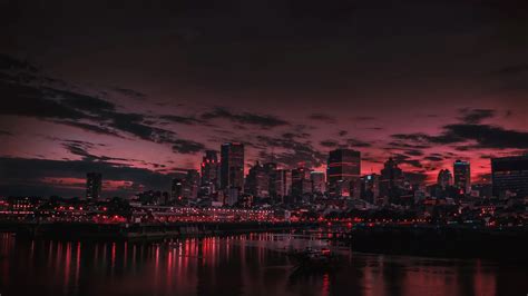 Night Mode Lovers Red Sunset Over City Skyline 8K Best Most Popular ...