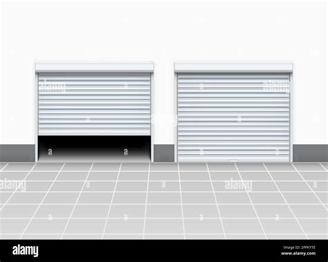 Warehouse or garage roller shutter door. Factory roller door entrance ...