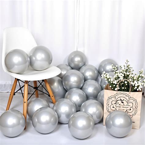 Silver Balloons for Decoration – Set of 25 Chrome Balloons for Birthda ...