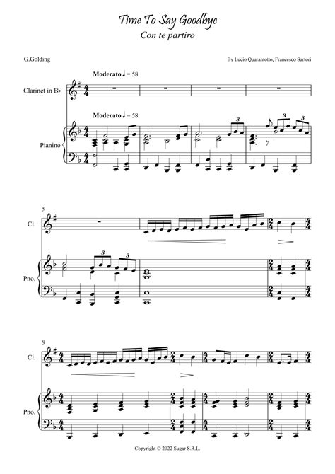 Con Te Partiro (Time To Say Goodbye) (arr. Grant Golding) by Andrea ...