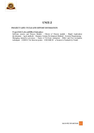 UNIT 1-SPM - UNIT-1 SPM Project Evaluation and Project Planning ...