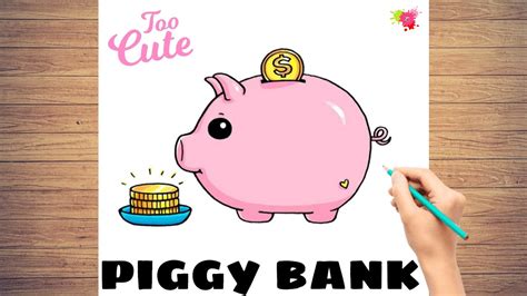 how to draw a cute piggy bank for kids | step by step - YouTube