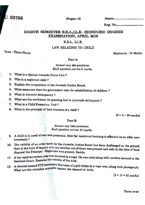 2019 - Question paper - C 63786 (Pages : 2) Name Reg. No EIGHTH ...