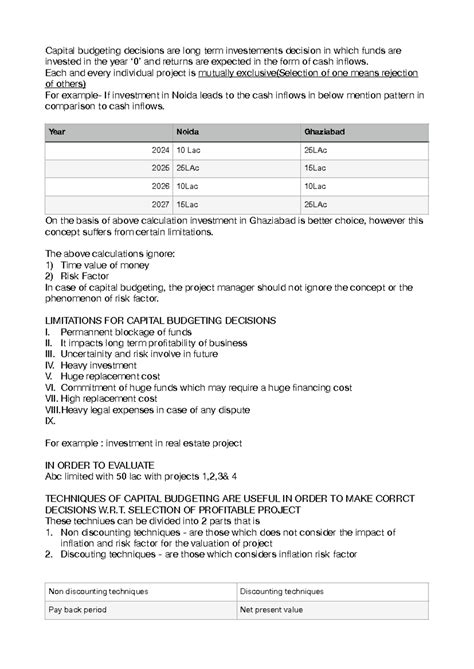 Capital Budgeting - Each and every individual project is mutually ...