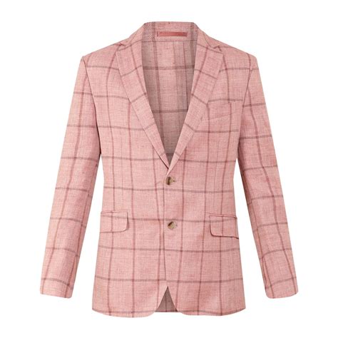 Buy Hackett London Men Pink Windowpane Chequered Notch-Lapel Jacket for ...