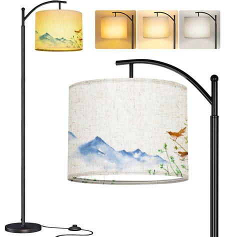 Arc Floor Lamp Birds young tree branches far blue mountains Traditional ...