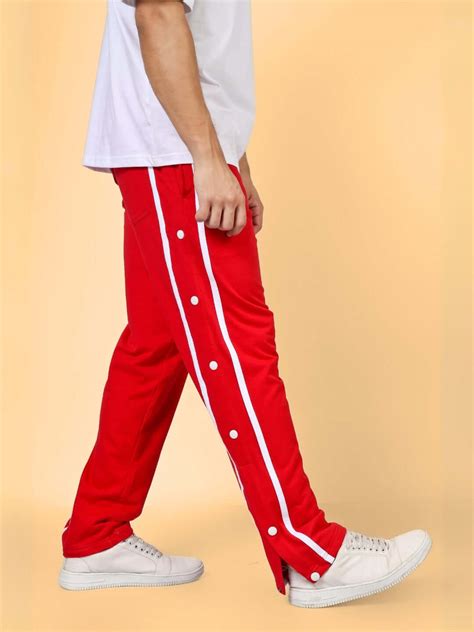 CONTRAST PANEL COTTON JOGGERS RED